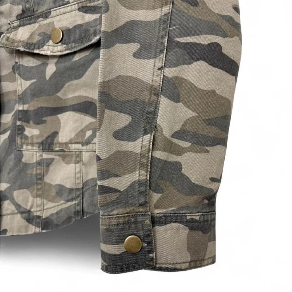 Women's Mudd Camo‎ Full Zip Snap Cotton Military Jacket Size Medium